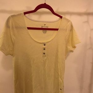 American Eagle Yellow Stripped Top